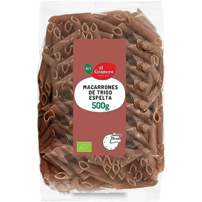 Imagen de El Granero Integral Macarrones de Trigo Espelta BIO 500 g Alto Contenido en Nutrientes Propiedades Digestivas Sensación Saciedad Aptos para Veganos