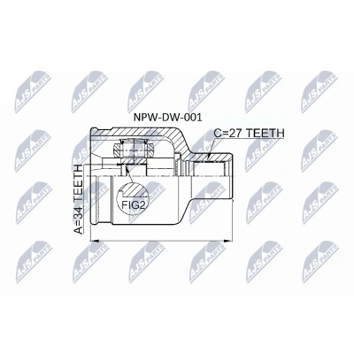 Imagen de NTY NPW DW 001 Junta Homocinética Caja de cambios manual, Transmisión automática Eje delantero, derecha, lado engranaje CHEVROLET: Captiva