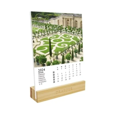 Imagen de DRAEGER PARÍS Calendario sobre Base Jardines 2024 12 x 16,5 cm Año 7 idiomas de decoración mensual bambú Papel certificado FSC® tintas vegetales