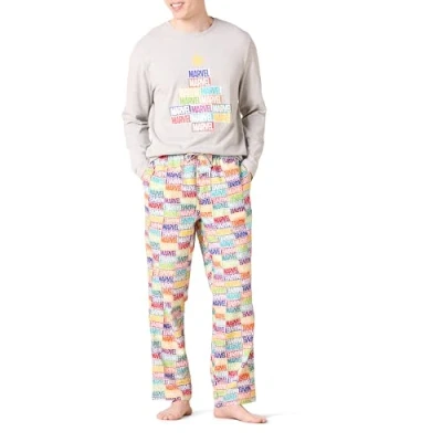 Imagen de Amazon Essentials Disney Marvel Star Wars Conjunto de Pijama en Franela Hombre, Holiday Bricks Mens, S