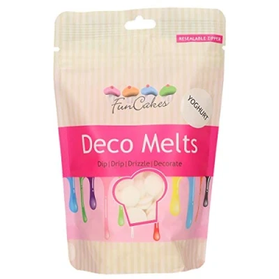 Imagen de FunCakes Deco Melts Sabor Yogur Dip, Drip, Drizzle y Decora! Haz Caramelos, Tartas de Goteo, Piruletas Decora Tartas, Galletas Cupcakes AZO Free. 250 gr
