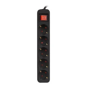 Imagen de Original REGLETA LANBERG 5 Tomas SCHUKO Negra 3M