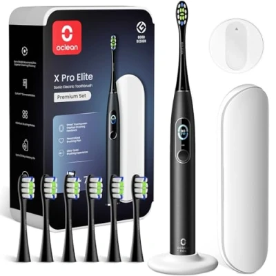Imagen de Oclean Cepillo eléctrico X Series Pro Elite Premium Set, Súper silencioso, Pantalla táctil inteligente, 4 Modos, 32 Niveles de intensidad, 35 días duración, IPX7, Embalaje ecológico, Negro