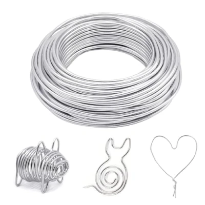 Imagen de TOKSEO alambre para manualidades, 3 mm x 20 m, de modelado plata, aluminio suave joyas y manualidades