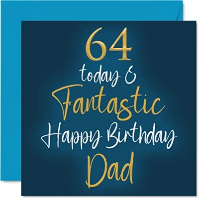 Imagen de Fantásticas tarjetas de cumpleaños 64 para papá, hoy y fantásticas, tarjeta feliz papá hijo e hija, regalos padre, felicitación