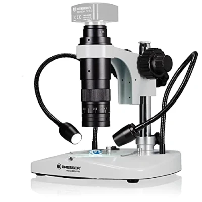 Imagen de Bresser microscopio DST 0745 Zoom 0,7X 4,5X para Digital y Fotos ultramakro con cámara C Mount de hasta 1/2&quot; luz Arriba Abajo, Color Blanco