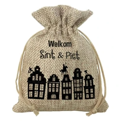 Imagen de Folat 65695 Bolsa de Regalo &#039;Welkom Sint &amp; Piet&#039; (NL) 18x25cm San Nicolás, Color Beis