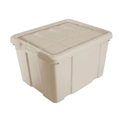 Imagen de AC Caja de Almacenamiento Fabricado en plástico Contenedor para almacenar Juguetes, Libros, Ropa, Mantas N.º 2 (Beige) 25,6 x 42,2 35 cm 25 Litros