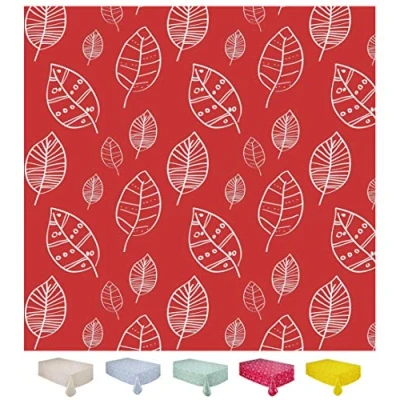 Imagen de Home Direct Mantel de Hule, Rectangular 140 x 180cm, Hojas, Rojo
