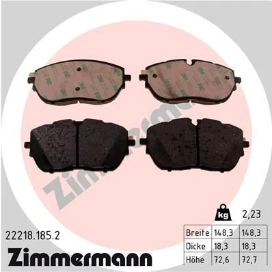Imagen de ZIMMERMANN 22218.185.2 Juego de pastillas freno PEUGEOT: 308 II Hatchback, SW 2, 3008 SUV, CITROËN: C5 Aircross, DS: DS7 Crossback