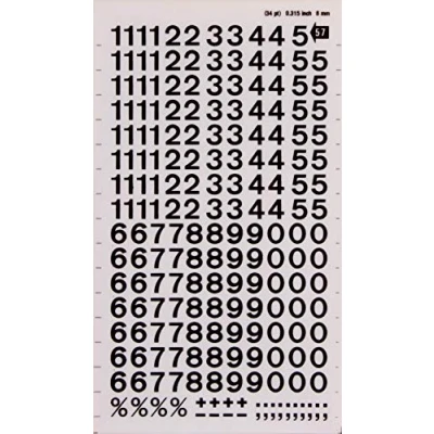 Imagen de APLI DD57F Números transferibles negros 8 mm, 204 caracteres