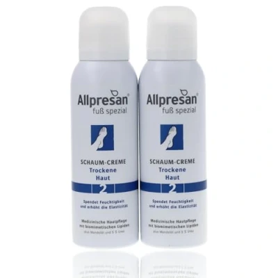 Imagen de Allpresan Crema de espuma para pies secos, el cuidado diario los la piel seca, 2 x 125 ml