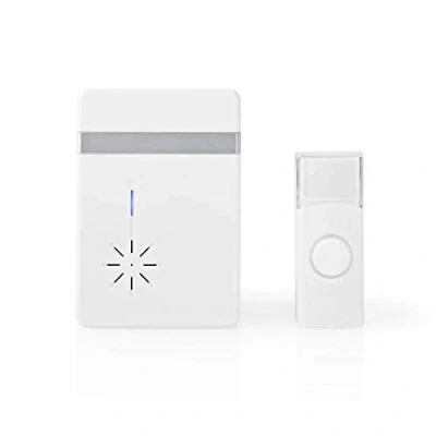 Imagen de NEDIS DOORB212WT Juego de timbre inalámbrico Funciona con pilas 3 V CC 2 AA 1 x CR2032 Baterías incluidas Volumen: 80 dB Rango señal: 300 m IP44 36 melodías receptor