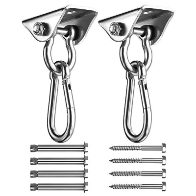 Imagen de Awroutdoor Tarea Pesada Ganchos de Techo, Anclaje Techo con SUS304 Acero Inoxidable Girar,4 Tornillos para Hormigón y Madera Yoga, Hamacas, Sillón Colgante, Sacos Boxeo, Capacidad 450Kg