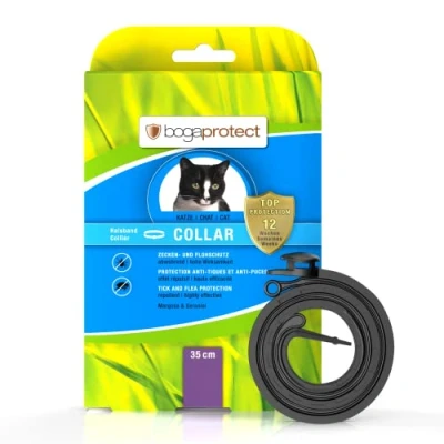 Imagen de bogaprotect UBO0362 Collar para gatos (35 cm) Hasta 12 semanas de protección preventiva contra garrapatas y pulgas, principio activo a base plantas
