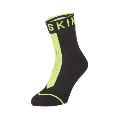 Imagen de SealSkinz Resistente al Agua para Todo Tipo de Clima Calcetín, Unisex Adulto, Negro y Amarillo Fluorescente, L