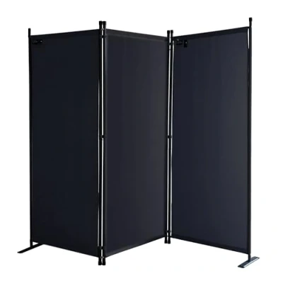 Imagen de Quick Star Paravent 170 x 165 cm Tejido Divisor de habitación Jardín 3 Partición Pared separación Plegable Balcón Pantalla privacidad Negro