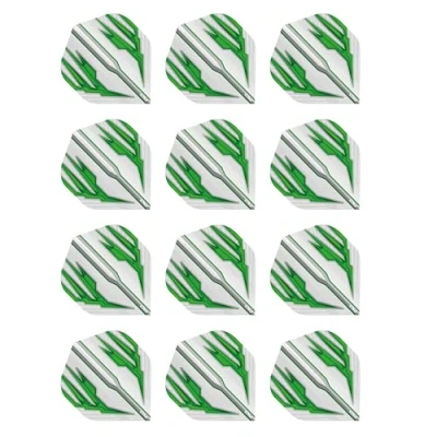 Imagen de RED DRAGON Hardcore Radical Blanco y Verde Plumas de Dardos Estándar Extra Gruesos 4 Juegos por Paquete (12 vuelos en Total)
