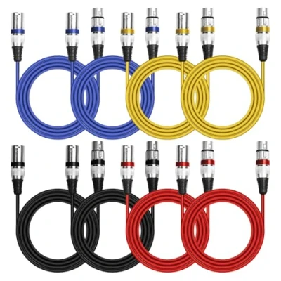 Imagen de 8 Pcs XLR Cable de Micrófono, Micrófono Hembra a Macho, Audio, 2m, Divisor Adaptador Audio