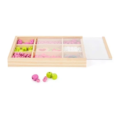 Imagen de Small foot 11727 Set de manualidad Perlas, Colgantes Madera, Colores y Formas, para niños a Partir 3 años. Pie Toys, Multicolor (11727)