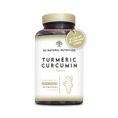 Imagen de Curcuma 1.600 mg. 95% de Curcumina. con Pimienta Negra (Piperina 95%). Potente Antiinflamatorio y Antioxidante. 90 Cápsulas. Vegano. N2 Natural Nutrition
