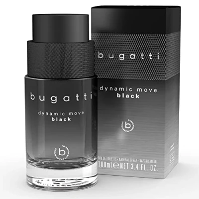 Imagen de bugatti Perfume para hombre Dynamic Move Black 100 ml I Oriental Eau de Toilette Sensual fuerte combinación madera cachemira, almizcle y lichi afrutado, fresco amaderado cálido