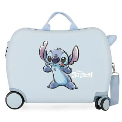Imagen de Disney Stitch Naughty Make a Face Maleta Infantil Azul 50x38x20 cms Rígida ABS Cierre de combinación Lateral 34L 1,8 kgs 4 Ruedas Dobles Equipaje Mano