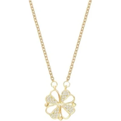 Imagen de FFWTPY Collar de Mujer Colgante Trébol Cuatro Hojas Amor Corazón Joyas Acero Inoxidable Cadena Oro para Regalo San Valentín Cumpleaños (Oro2)