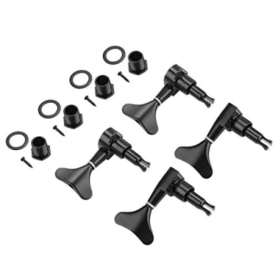 Imagen de Clavija de Afinación Guitarra Bajo, 2L2R Fishtail Shaped Botón Sellado Bajo Tuning Pegs Cabezas Maquinas(Negro)