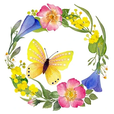Imagen de 20 servilletas de mariposa en corona primavera, decoración mesa, decoupage, técnica servilletas, 33 x cm