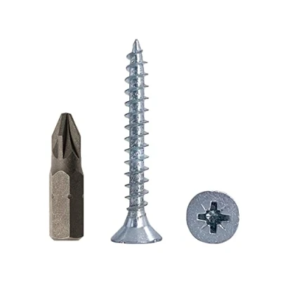 Imagen de Lote de 50 tornillos madera acero chapado en zinc 5 x 40 mm, aglomerada, tornillo universal Pozi Drive, PZ totalmente roscado, cabeza avellanada Pozidriv (50, 5,0 mm)