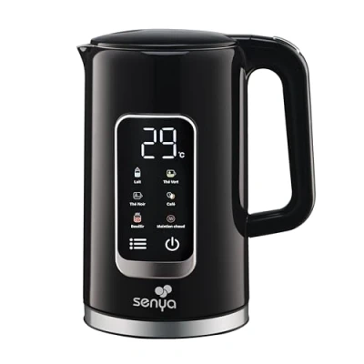 Imagen de Senya Hervidor eléctrico de 1,7 l, gran pantalla digital 5 programas temperatura automática y ajustable Función mantener caliente Base 360 mango ergonómico Color negro