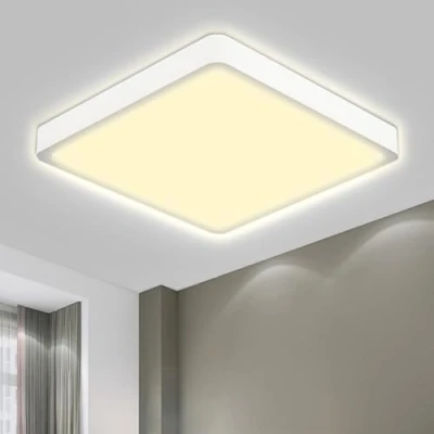 Imagen de LQWELL® Lámpara de Techo LED Techo, IP44 Baño Impermeable Cuadrada Plana 18W 4000K 1600LM Delgada para Sala Estar Dormitorio Cocina Pasillo Sótano Oficina, 220 * 24 mm