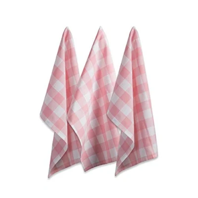Imagen de DII Buffalo Check Kitchen Collection Juego de Toallas Cocina clásicas Granja, 20 x 30 Pulgadas, Rosa y Blanco, 3 Piezas