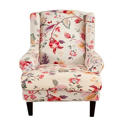 Imagen de CHNSHOME Fundas de sillón orejero elástica 1 Plaza Estampado para sillones con Respaldo ala Cubre Funda Sala Estar
