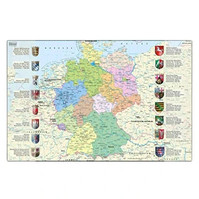 Imagen de Idena 10448 Almohadilla de escritorio con dos bolsillos, mapa Alemania,58,5 x 38,5 cm, práctico accesorio para habitaciones infantiles, juveniles y salas trabajo