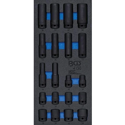 Imagen de BGS 4130 Bandeja para carro 1/3: Llaves de vaso impacto hexagonal 12,5 mm (1/2&quot;) 10 24 20 piezas