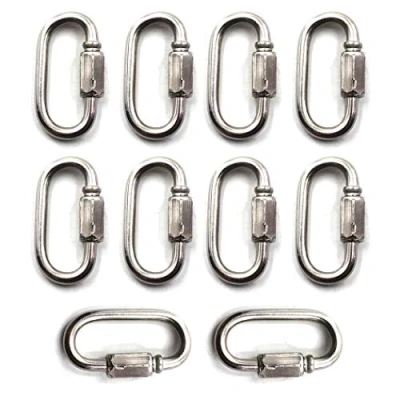 Imagen de Flomore M4 Lock Quick Link Chain Connector 304 Mosquetón de acero inoxidable con cierre rosca, paquete 10