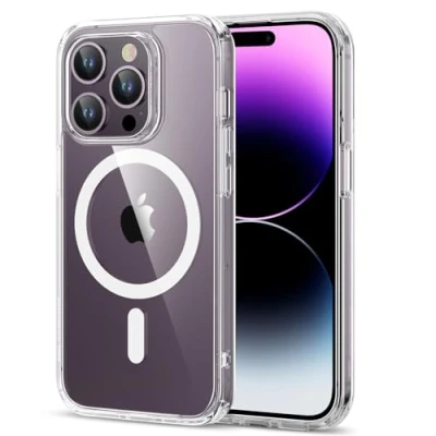Imagen de ESR Funda para iPhone 14 Pro, Compatible con MagSafe, Classic Híbrida Magnética Carcasa HaloLock, Protección Grado Militar, a Prueba de Golpes, Resistente Arañazos, Transparente