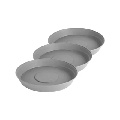 Imagen de Garronda Platos para Macetas de Plástico Redondos GD 0023 (3 Piezas Gris, ⌀ 28cm H 4,5cm)