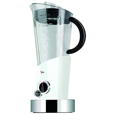 Imagen de BUGATTI, Vela Evolution, Batidora eléctrica para batidos y smoothies, Función trituradora de hielo incluida, 4 velocidades, Capacidad 1,5 litros, 500 W, Diseño innovador, Color Blanco
