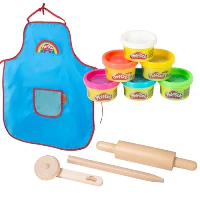 Imagen de roba x Play Doh Set de Juego Compacto Herramientas Madera FSC, 6 moldes y Delantal Regalo sostenible Listo para Jugar niños Mayores 3 años