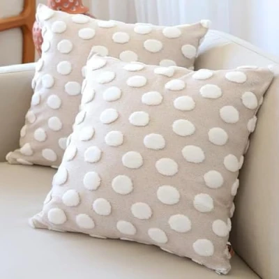 Imagen de HAMUR HOME Conjunto De 2 Fundas Cojín 45 X Cm Funda Boho Decorativa Almohada para Sofá Almohadón Decorativas Salón (Point Beige)
