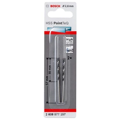 Imagen de Bosch Professional 2 brocas helicoidal HSS PointTeQ, para metal, 2.6 x 30 57 mm, accesorio de taladro
