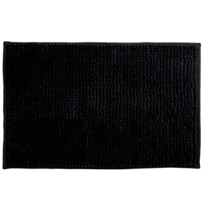 Imagen de MSV Alfombrilla de baño Chenilla Pelo Largo, 50 x 80 cm, Color Negro