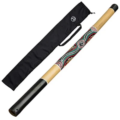 Imagen de Australian Treasures Conjunto de Didgeridoo para Principiantes Pintado a Mano, Motivos Aborígenes, Bolsa Transporte Incluida