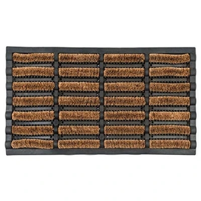 Imagen de OCCO Heavy Duty All Weather Outdoor Indoor Karlstad Rubber Natural Coir Tuff Scraper Door Mat, Beige, 40 x 70 cm