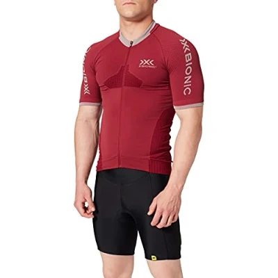 Imagen de X Bionic IN BT00S19M Camiseta de Ciclismo Manga Corta con Cremallera para Hombre, Namib Red/Dolomite Grey, S