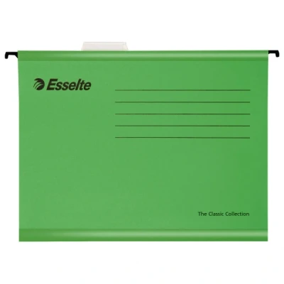 Imagen de Esselte Carpeta colgante, Tamaño A4, Cartón kraft reciclado, Visor de plástico transparente, Verde, Classic, 90318, Caja 25