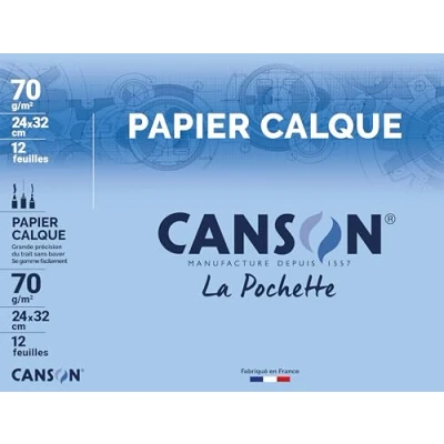 Imagen de Canson Pochette papel calco satinado 12 hojas 70 g 24 x 32 cm translúcido
